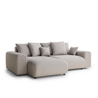 ECKSOFA MIT SCHLAFFUNKTION Solo Beige Webstoff - Beige/Schwarz, Holz/Holzwerkstoff (255/168cm) - Maison de Reve