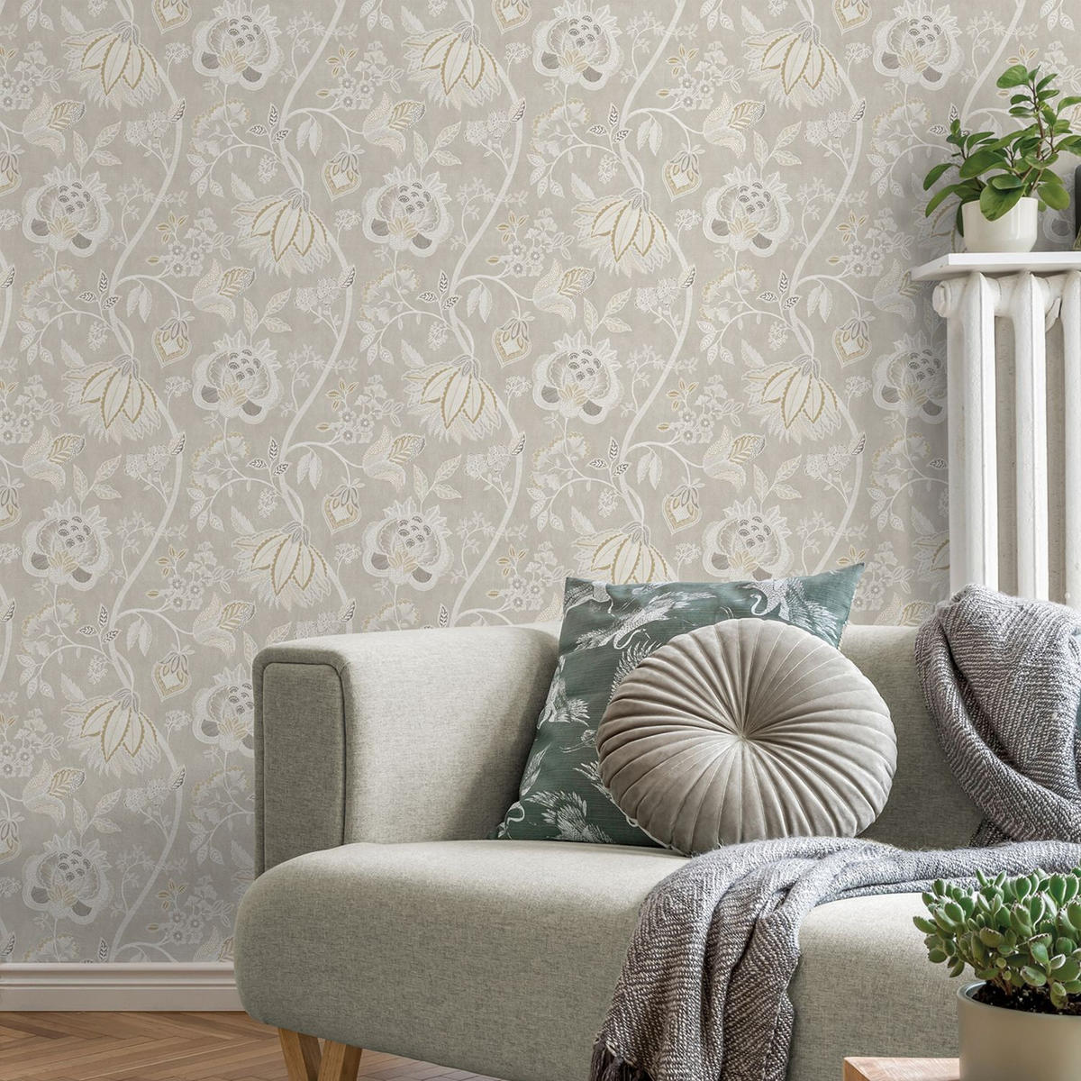 TAPETE Blumen 53 cm x 10 m - Beige, Papier (53/1000cm) - Sanders & Sanders