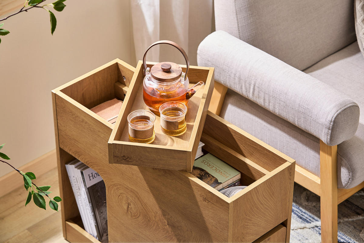 NACHTTISCH Natur - Naturfarben, Holzwerkstoff (25/55/70cm) - SoBuy