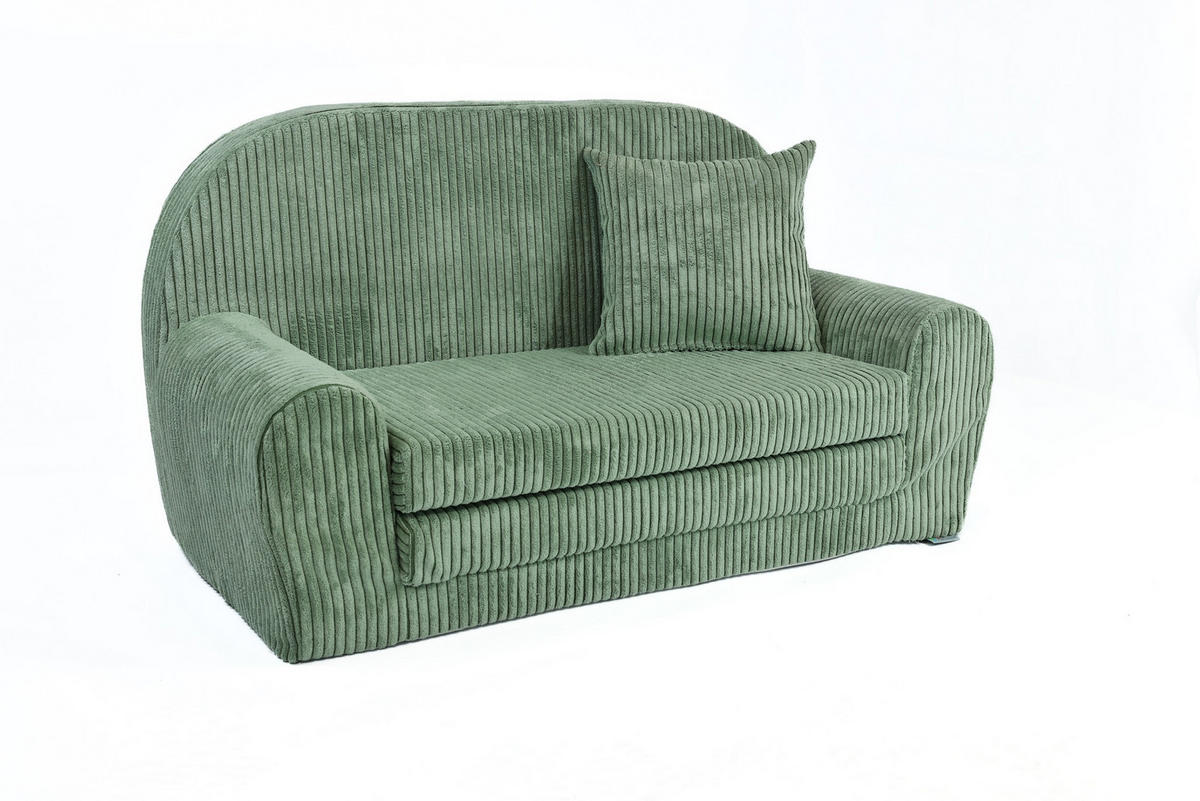KINDERSOFA MINI aus Kuschel-Cord in Hellgrün - Hellgrün, Textil (78/45/40cm) - Fortisline