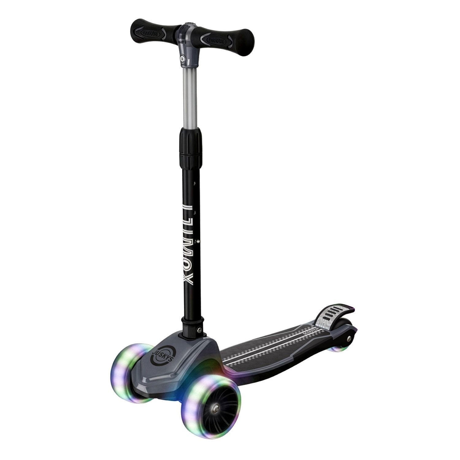 KINDERROLLER Lumox höhenverstellbarer Lenker inkl. Leuchtränder schwarz - Schwarz, Metall (59/28/81cm) - Juskys