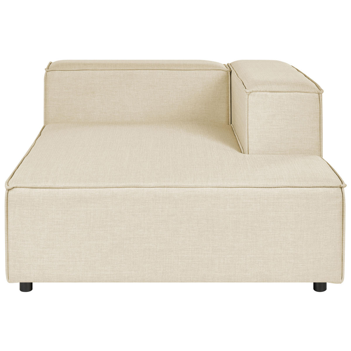 3-SITZER-ECKSOFA Leinen beige rechtsseitig Aprica - Beige/Schwarz, Textil (326/180cm) - Beliani