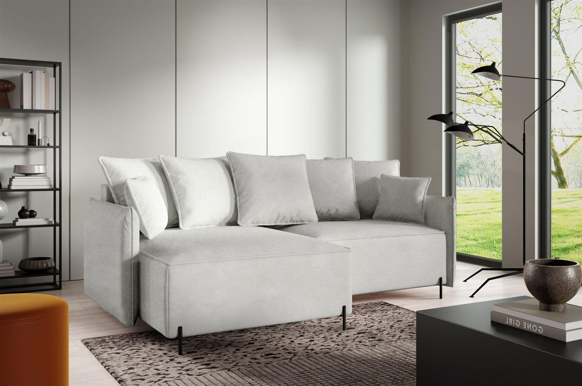 ECKSOFA Betto - Hellgrau, Holzwerkstoff/Textil (221/148cm) - Fun Möbel