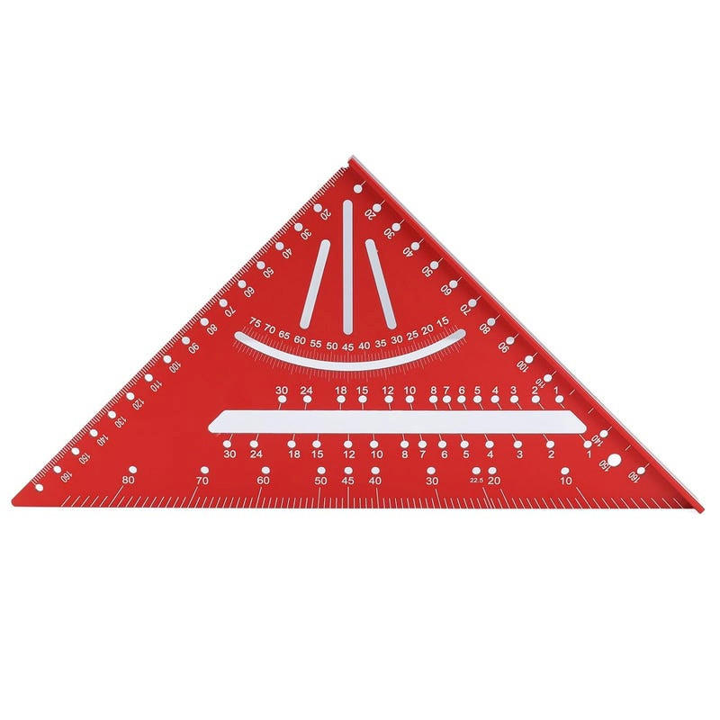 WINKELMESSER - Rot - Aus Metalllegierung, mit Winkelmesser, Winkel von 30, 45, 60 und 90 Grad, metrisch. - Rot, Metall (18.5/18.5/26cm) - DCA