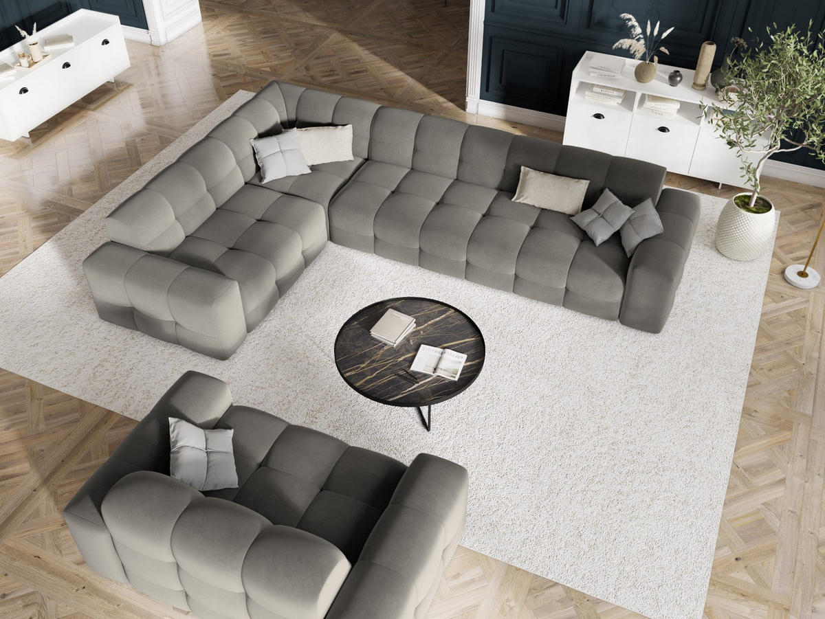 SOFA Kendal aus Samt dunkelgrau 2 Sitzplätze - Dunkelgrau, Textil (156/79/103cm) - Micadoni