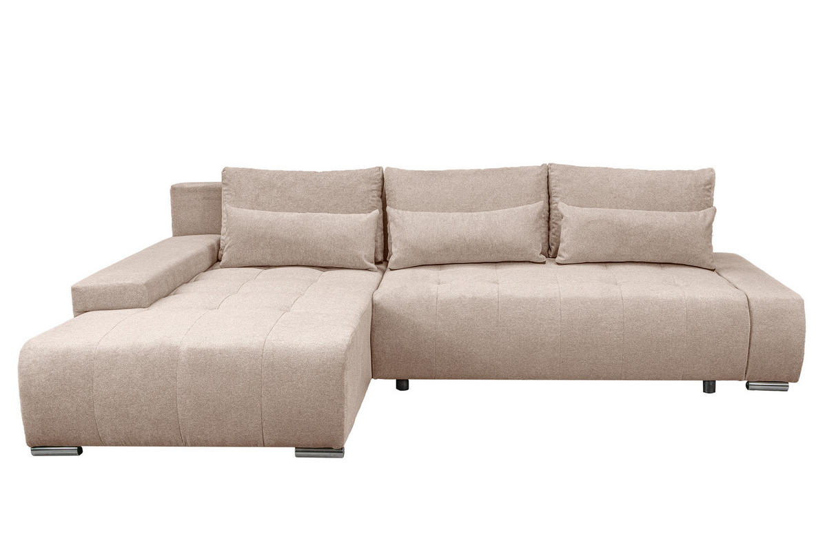 ECKSOFA Bloom mit Bettkasten und Schlaffunktion L-Form - Beige, Textil (267/185cm)