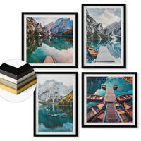 WANDBILDER 4er-Set - 50x50 cm & 40x60 cm Schwarzer Rahmen - See, Brücken, Berge - Schwarz, Kunststoff (50/50cm) - ArtPrintCave
