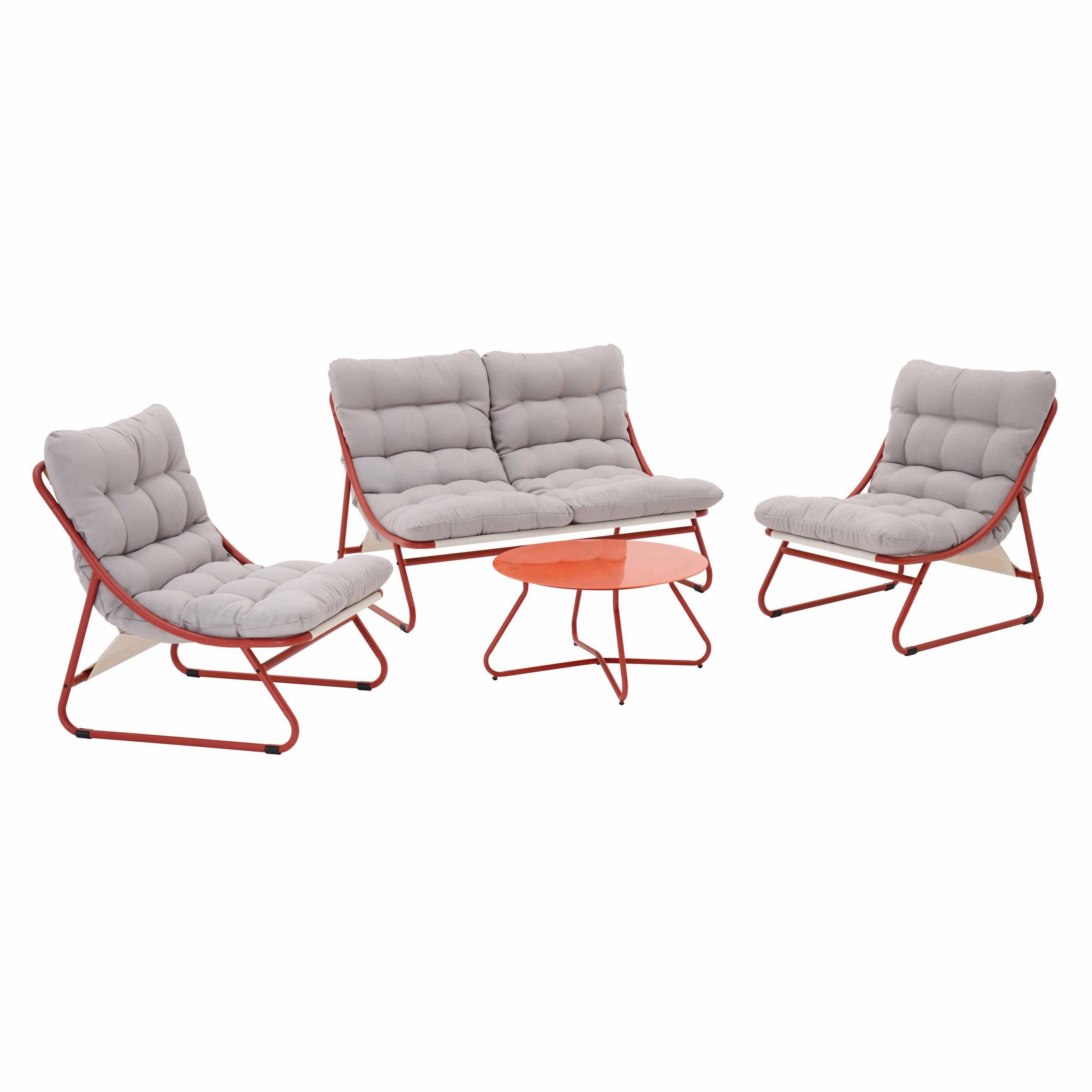 GARTENSET 4-Sitzer, Terrakotta - Rot, Textil - Oviala