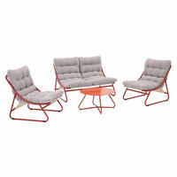 GARTENSET 4-Sitzer, Terrakotta - Rot, Textil - Oviala