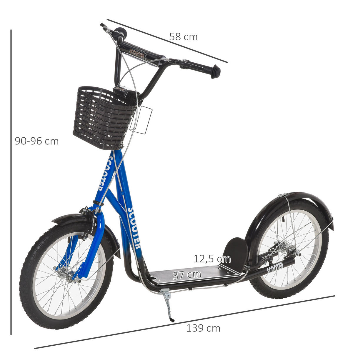 KINDERROLLER, Rosa+Weiß/Rosa+Weiß, Metall+ PP-Kunststoff - Blau, Metall (139/58/96cm) - HOMCOM