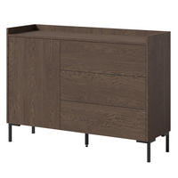 KOMMODE mit Schubladen Liam 1D3S 125 Baltic Storm - Walnussfarben/Schwarz, Holzwerkstoff/Metall (126/92/41cm) - mzm24