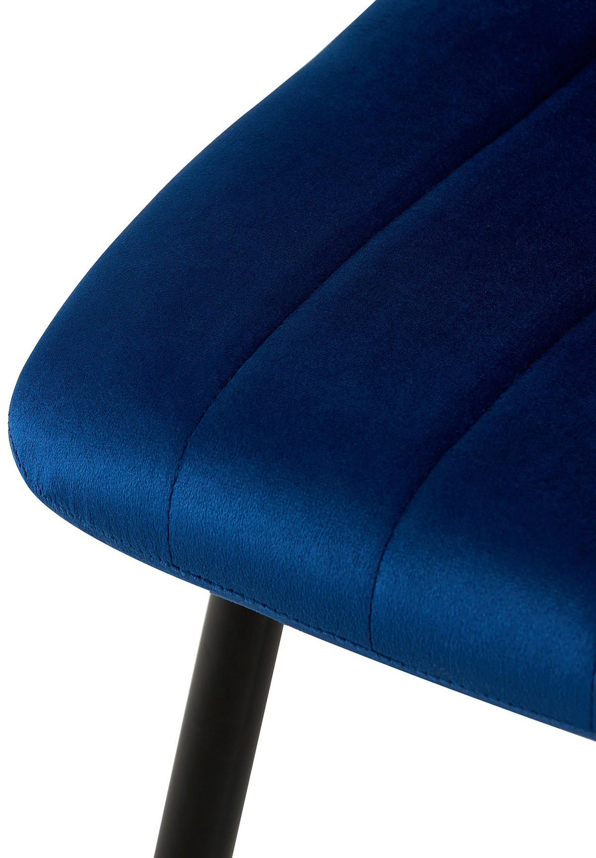 STUHL Samt Blau - Blau/Schwarz, Textil/Metall (45/88/53cm) - CLP
