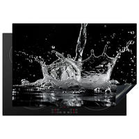 HERDABDECKPLATTE Wasser - Spritzwasser - Schwarz Induktionsmatte 77x51 cm - Schwarz, Kunststoff (77/51/0.2cm) - MuchoWow
