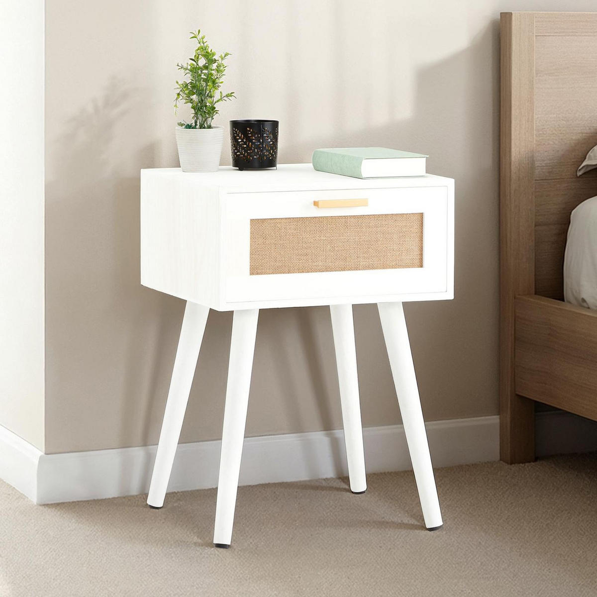 NACHTTISCH KIRAN - Weiß, Holz (40/57/36cm) - CARO-Möbel