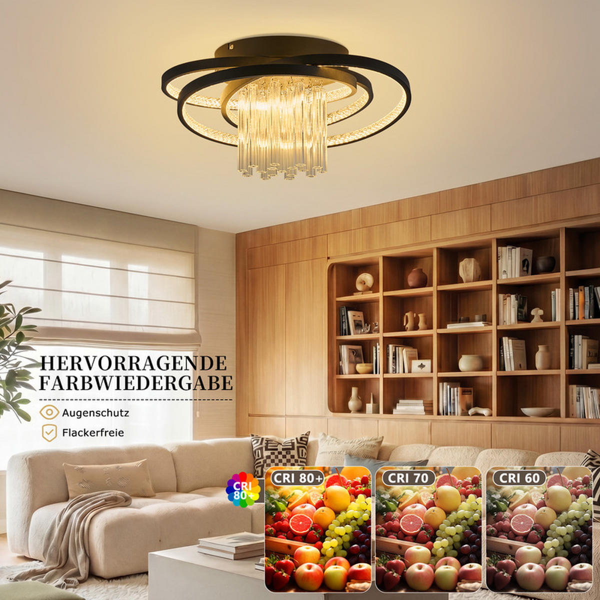 LED Deckenleuchte 48/50/24cm - Schwarz, Metall (50/48/24cm) - Nettlife