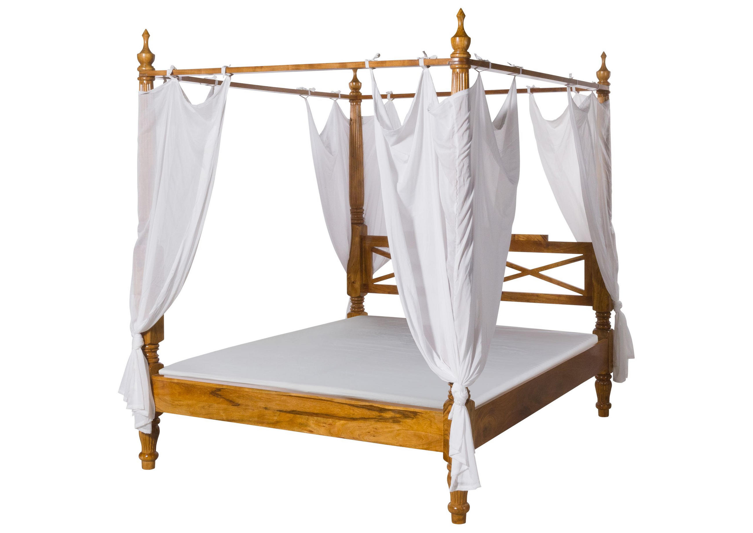 Massivmoebel24 Himmelbett Braun 180x200 cm