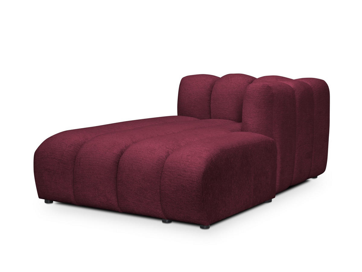 SOFAELEMENT Rechts Chenille Stoff Rot - Bordeaux/Schwarz, Holzwerkstoff/Kunststoff (179/70/113cm) - Makamii