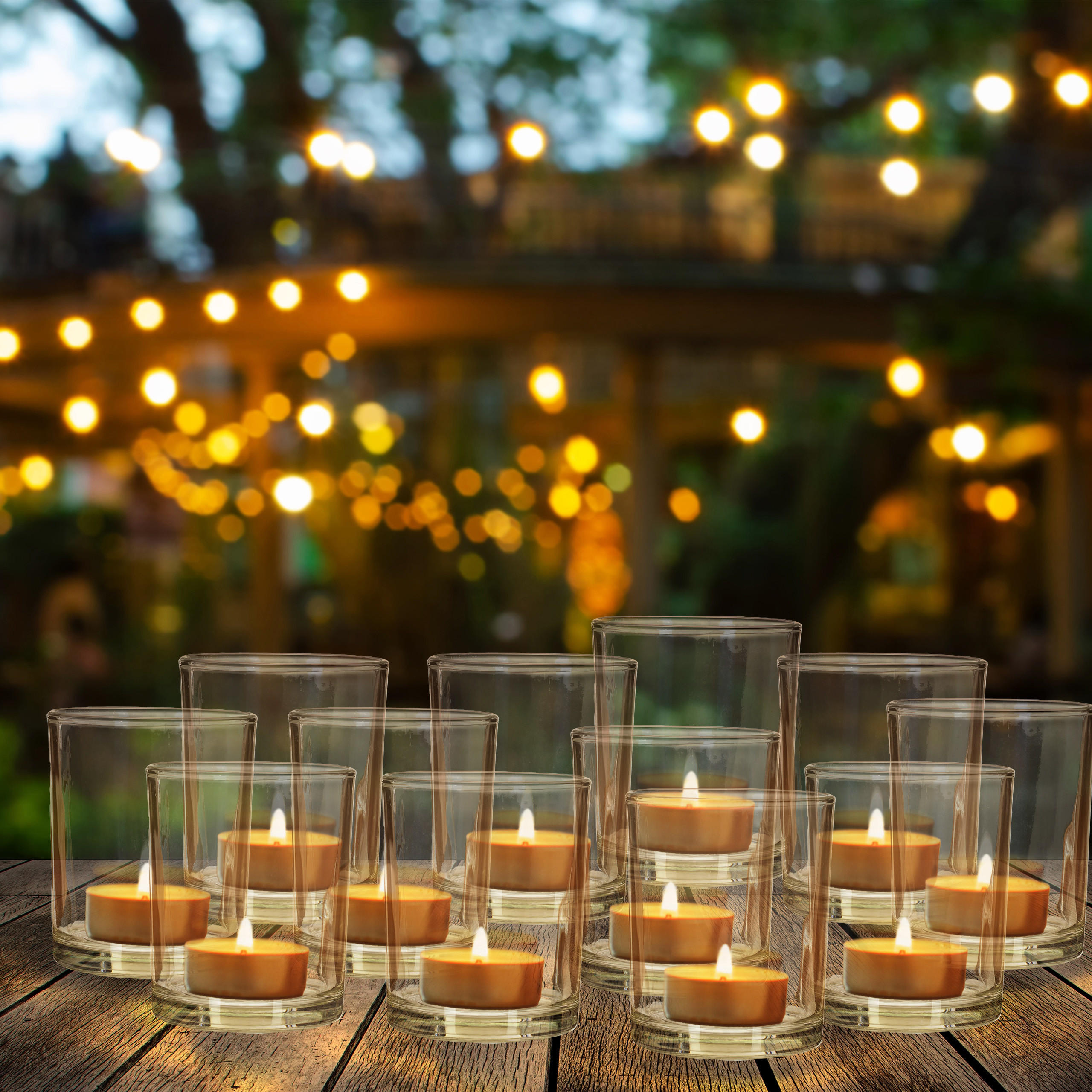 12xTEELICHTGLÄSER - Transparent, Glas (8.5cm) - Relaxdays