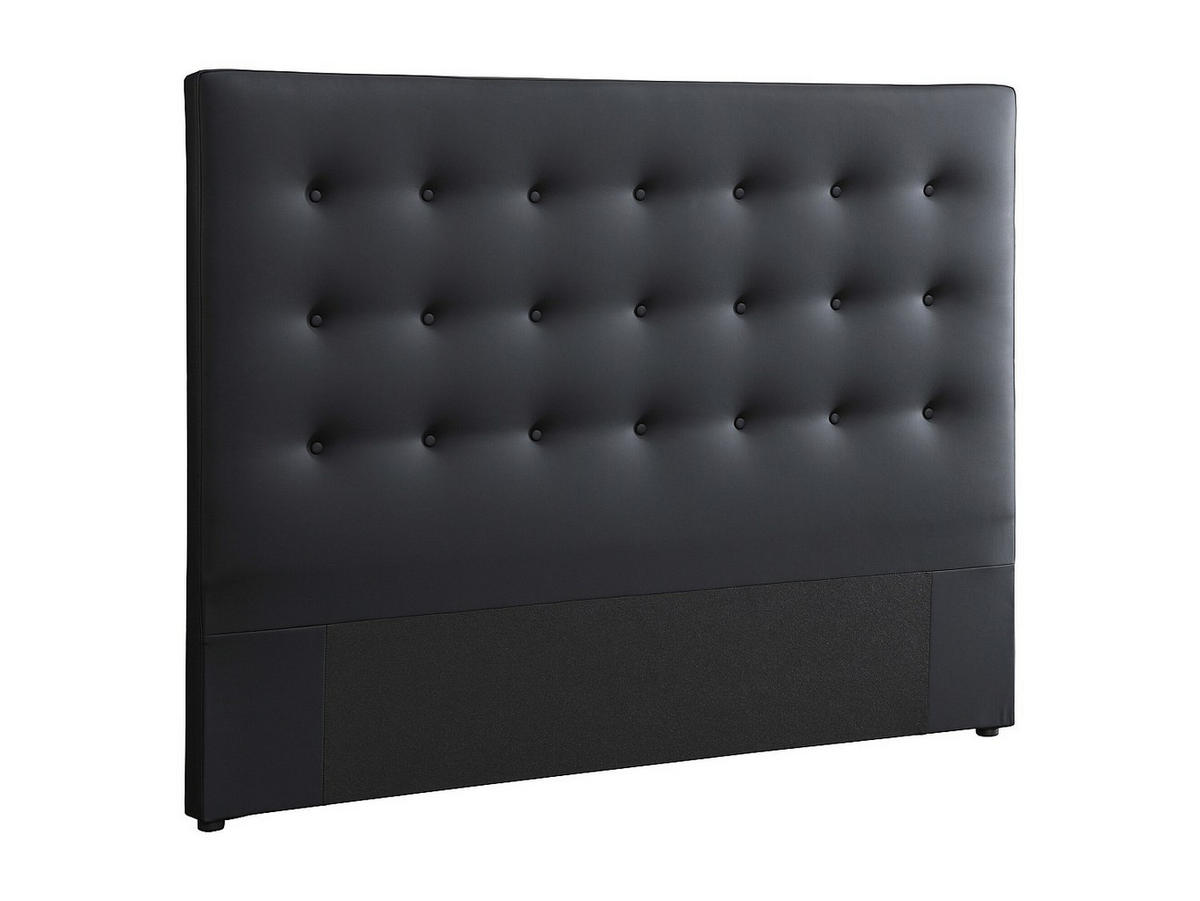 BETTKOPFTEIL - 2 Personen - kunstleder - schwarz Francesco - Schwarz, Leder (184.5/125/9.5cm) - Vente-Unique