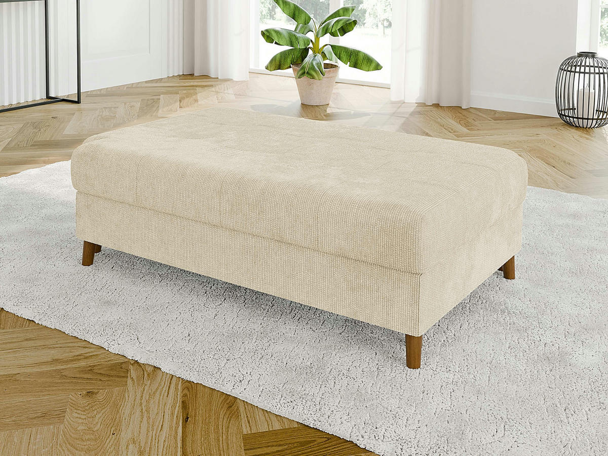 HOCKER Sigurd Beige Chenille - Beige/Braun, Holz/Textil (118/40/73cm) - S-Style Möbel