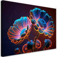 LEINWANDBILD Neon Blumen 100x70cm - Multicolor, Textil (100/70cm) - Feeby