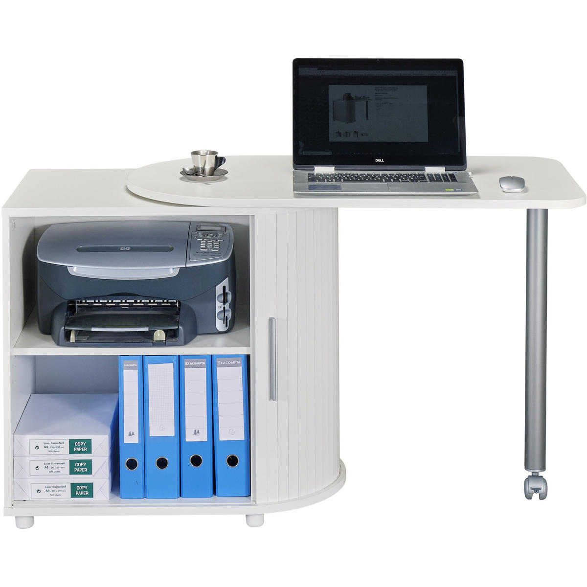 COMPUTERTISCH mit Rolladentür 55/131/75cm - Weiß, Holzwerkstoff (55/131/75cm) - Simmob