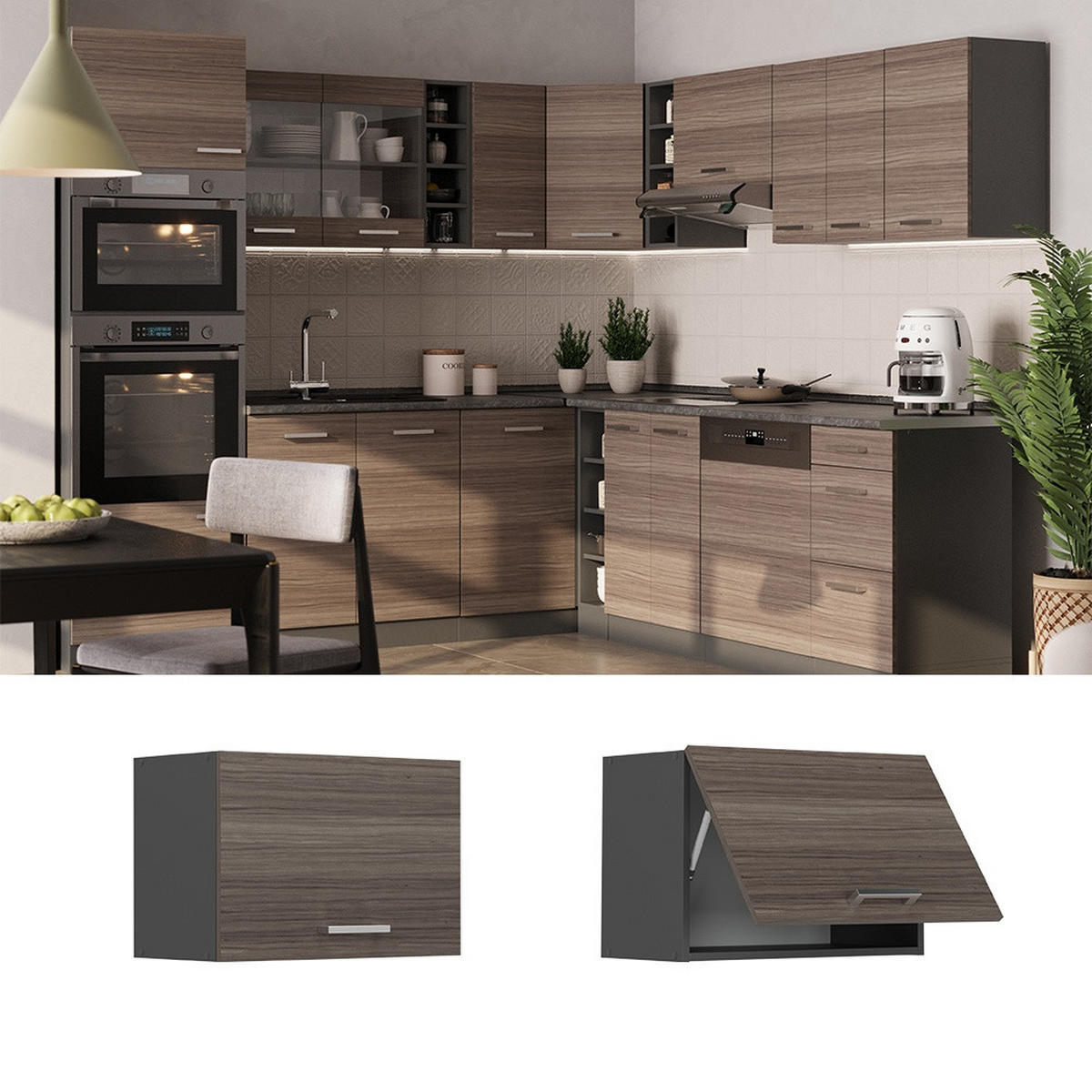 HÄNGESCHRANK R-Line Edelgrau 60 cm Flach - Anthrazit/Grau, Holzwerkstoff (60/40/31cm) - Vicco