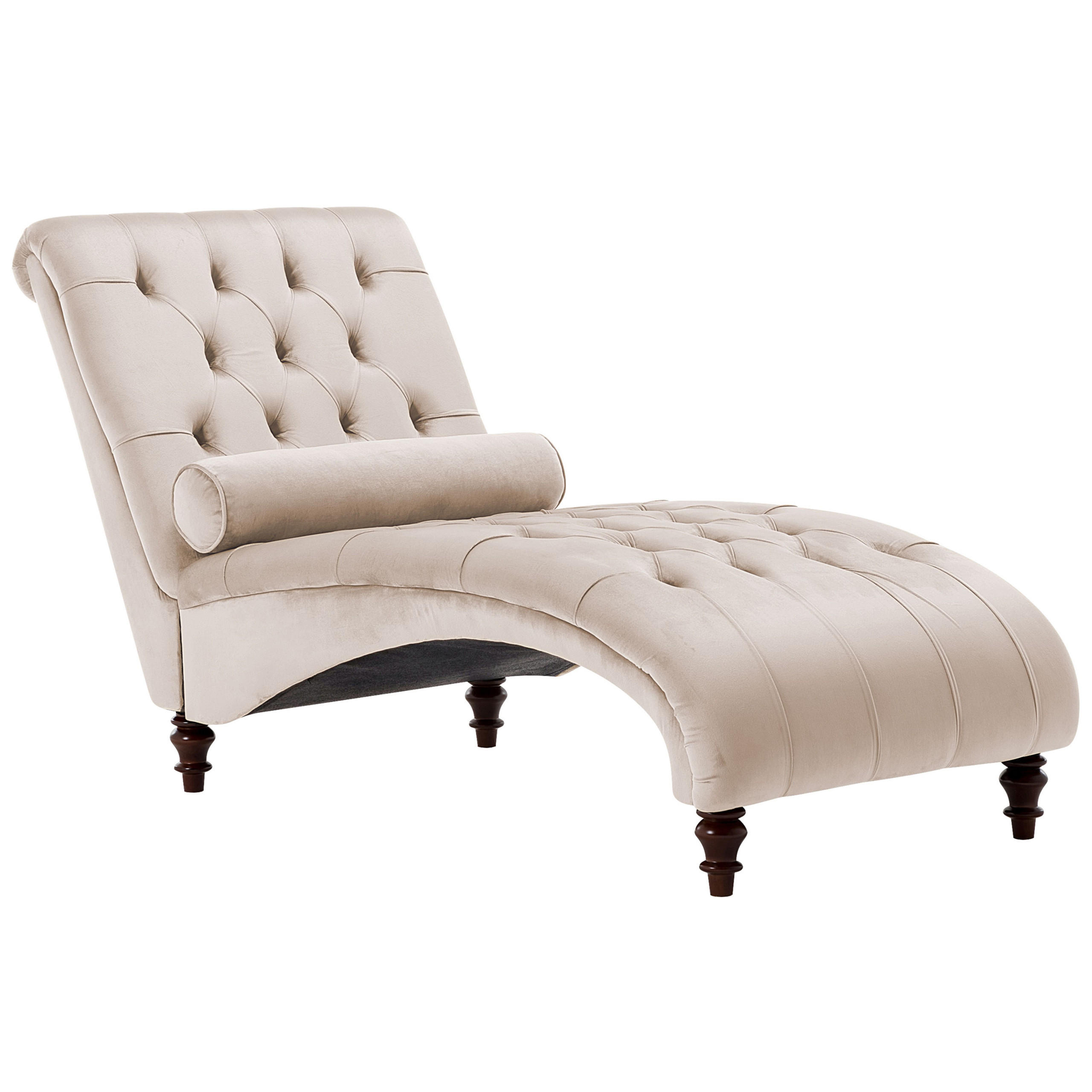 CHAISELONGUE Samtstoff beige Muret - Dunkelbraun/Beige, Textil (163/87/72cm) - Beliani