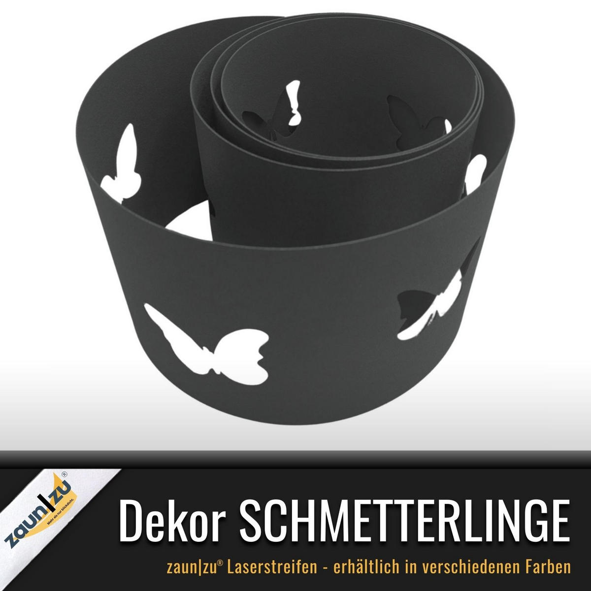 SICHTSCHUTZSTREIFEN zaun|zu PREMIUM dekor Schmetterlinge Sichtschutz Grün 2,55m - Grün, Kunststoff (255/19cm) - ZAUN|ZU