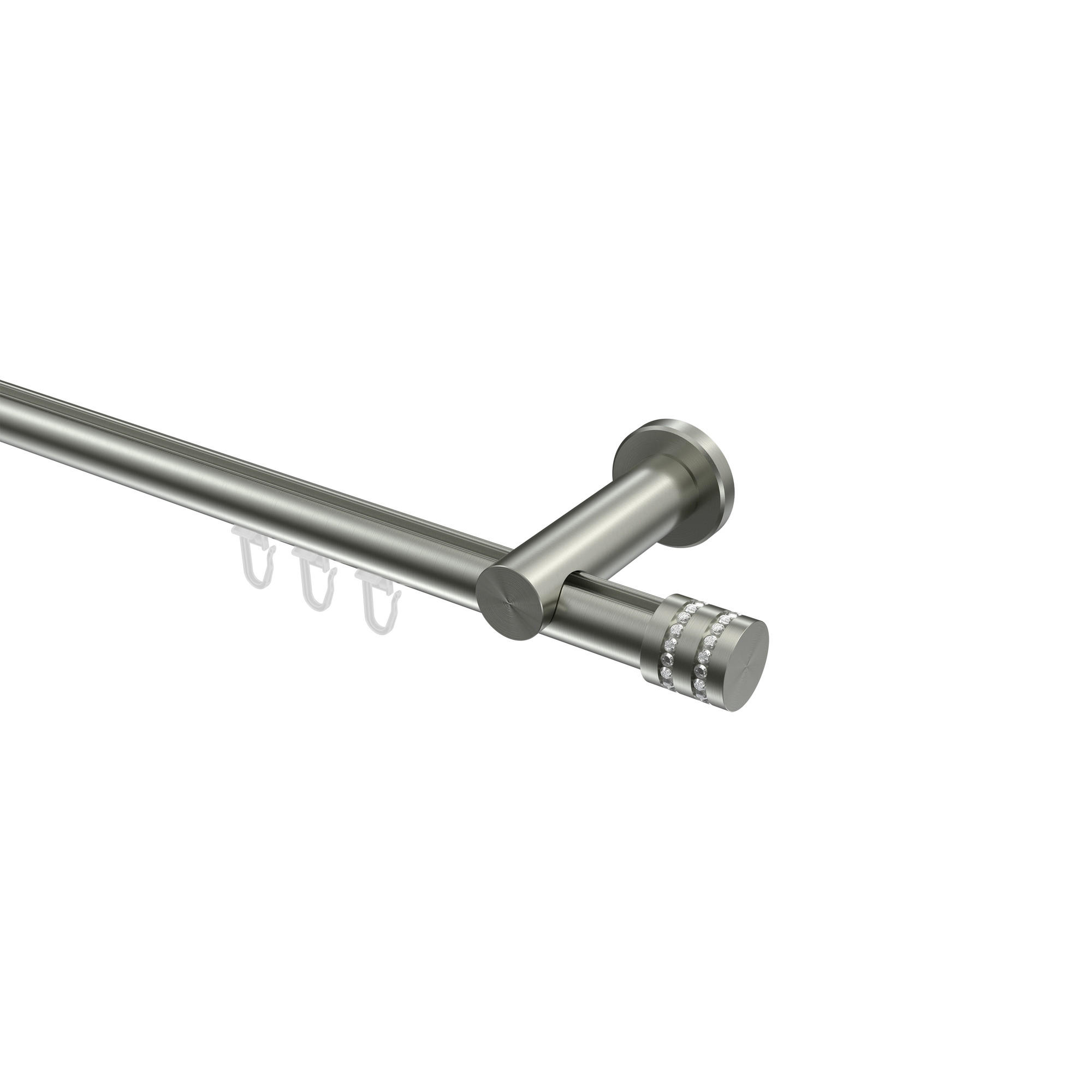 INNENLAUF-GARDINENSTANGEN-SET Platon Estana 540 cm (geteilt in 3 x 180 cm), 1-läufig, 20 mm Ø Edelstahl-Optik - Edelstahlfarben, Metall (540cm) - INTERDECO