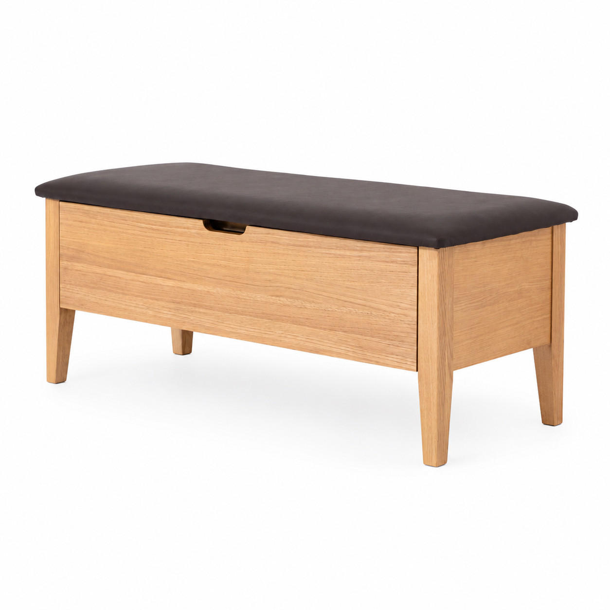 SITZBANK Oslo 110 cm, Eiche Natur, Leder Braun - Beige, Holz (110/43/43cm) - WOODEK