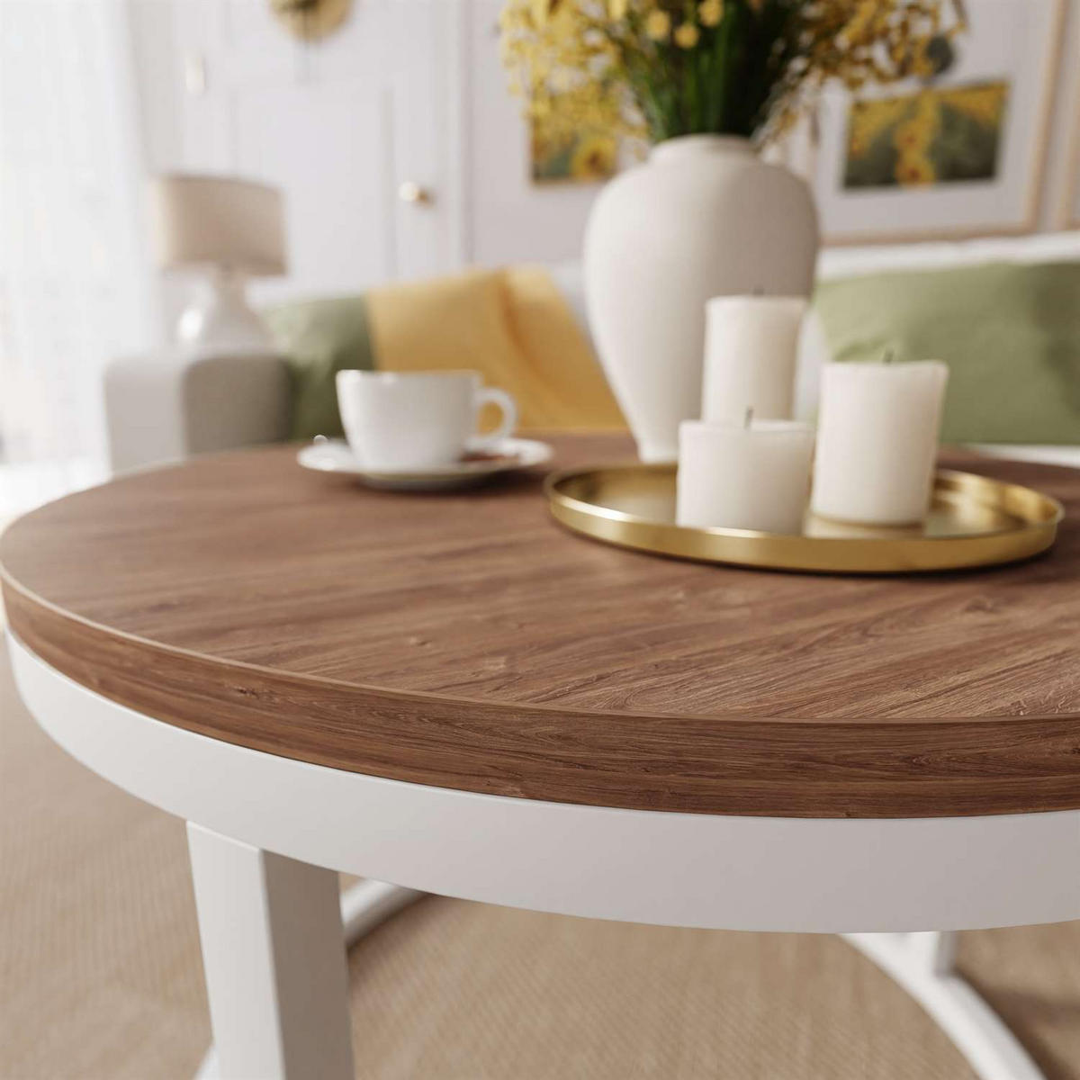 COUCHTISCH CIRI Eichenholz Sterling - Eichefarben/Weiß, Holzwerkstoff (60/60/42cm) - Lookway