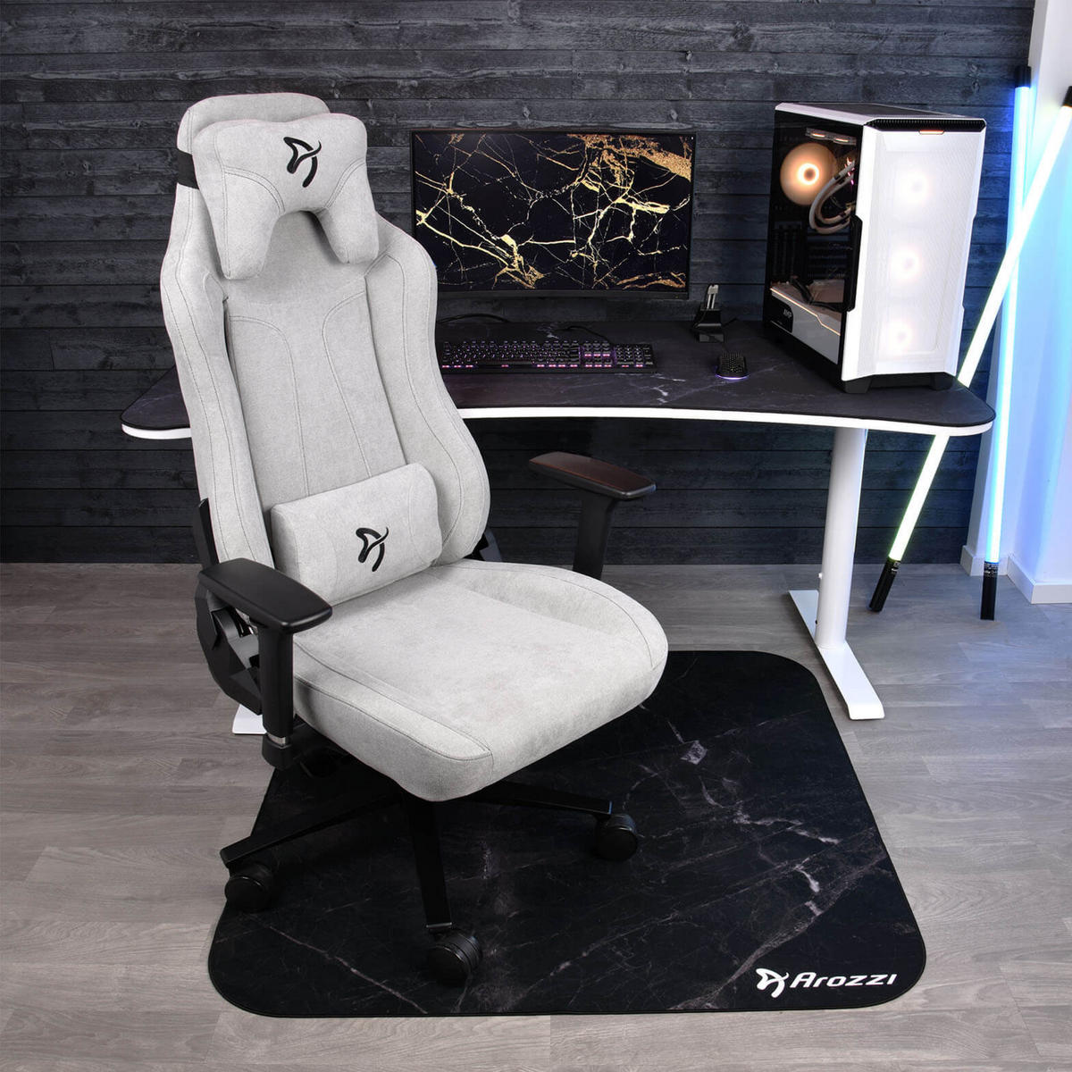 BODENSCHUTZMATTEN Zona Quadrat 116 cm Schwarzer Marmor - Schwarz, Textil (116/116cm) - Arozzi