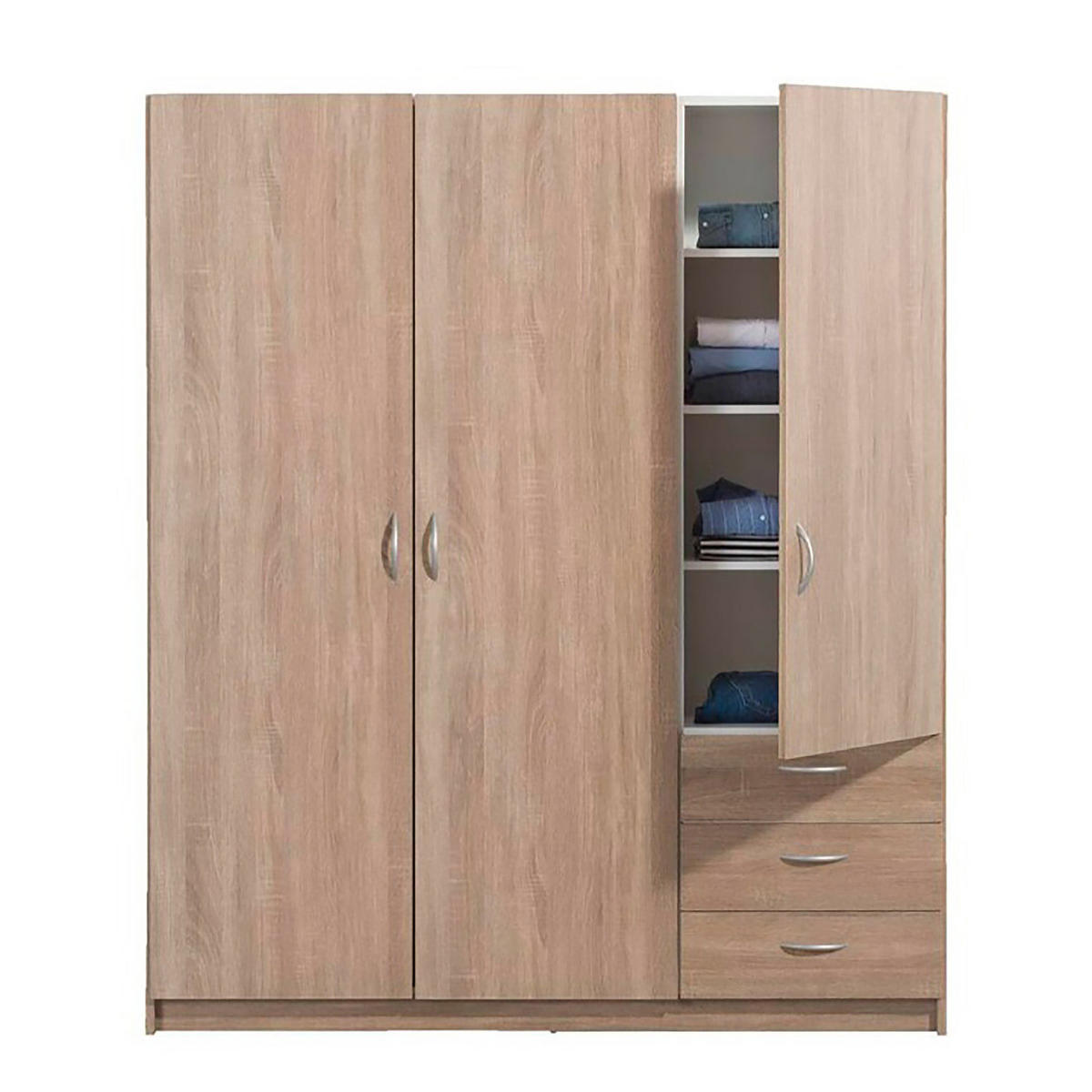 DREHTÜRENSCHRANK - Eichefarben/Silberfarben, Holzwerkstoff/Metall (146/175/50cm) - home24