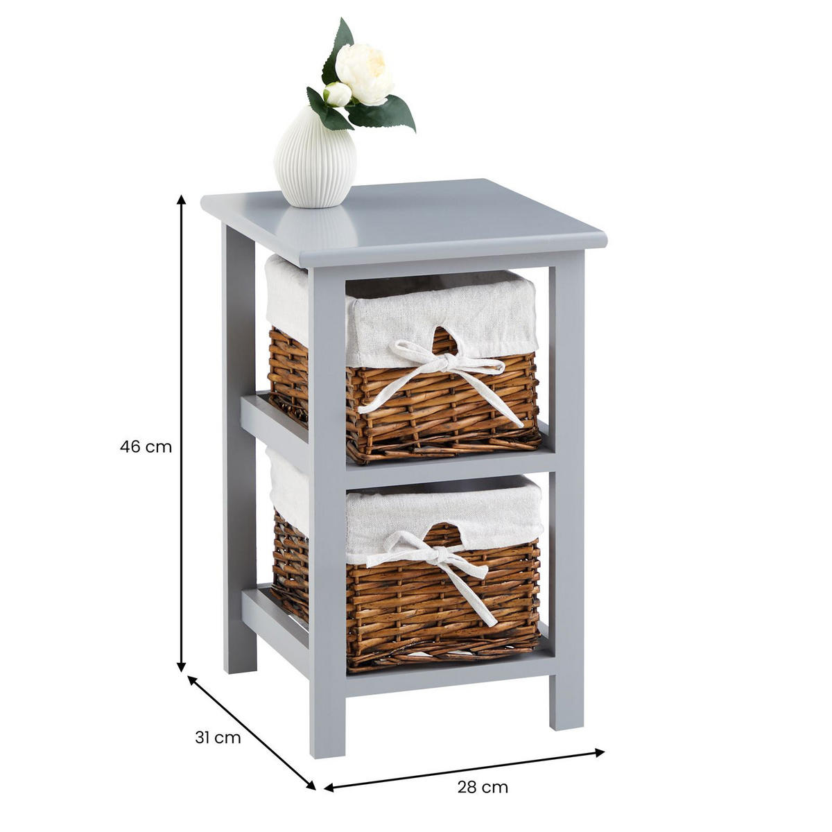 NACHTTISCH NOKOMIS - Grau, Holz (28/46/31cm) - IDIMEX