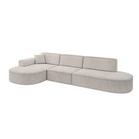 ECKSOFA Ottomane Links MARI-L2 - 328x171x79 cm Hellbraun Velours - Hellbraun/Schwarz, Holzwerkstoff/Kunststoff (328/171cm) - ALTDECOR