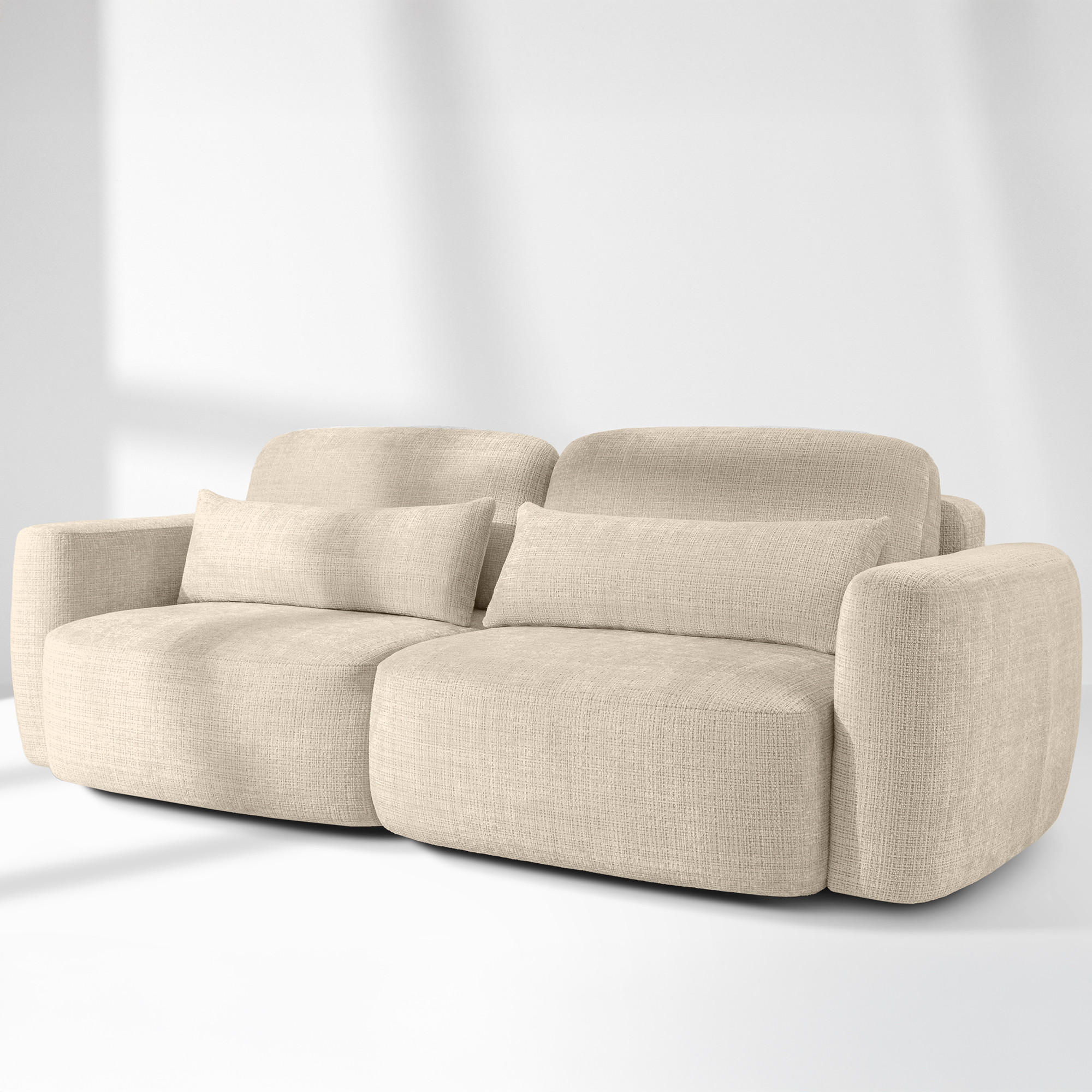 SOFA 3 ELOSA - Creme, Holz/Textil (245/85/115cm) - KONSIMO®