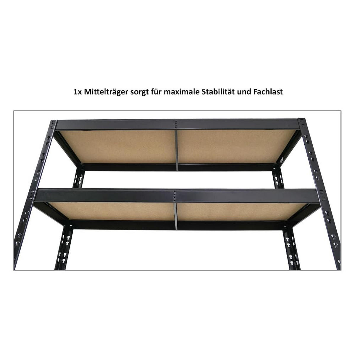 REIFENREGAL Tiger 3er-Set mit 3x 180x120x40 cm bis zu 18 Reifen mit 3 Fachboden Schwarz - Schwarz, Metall (360/180/40cm) - PROREGAL