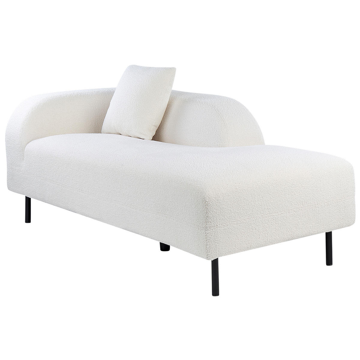 CHAISELONGUE Bouclé weiß linksseitig Le Crau - Weiß, Textil (170/65/84cm) - Beliani