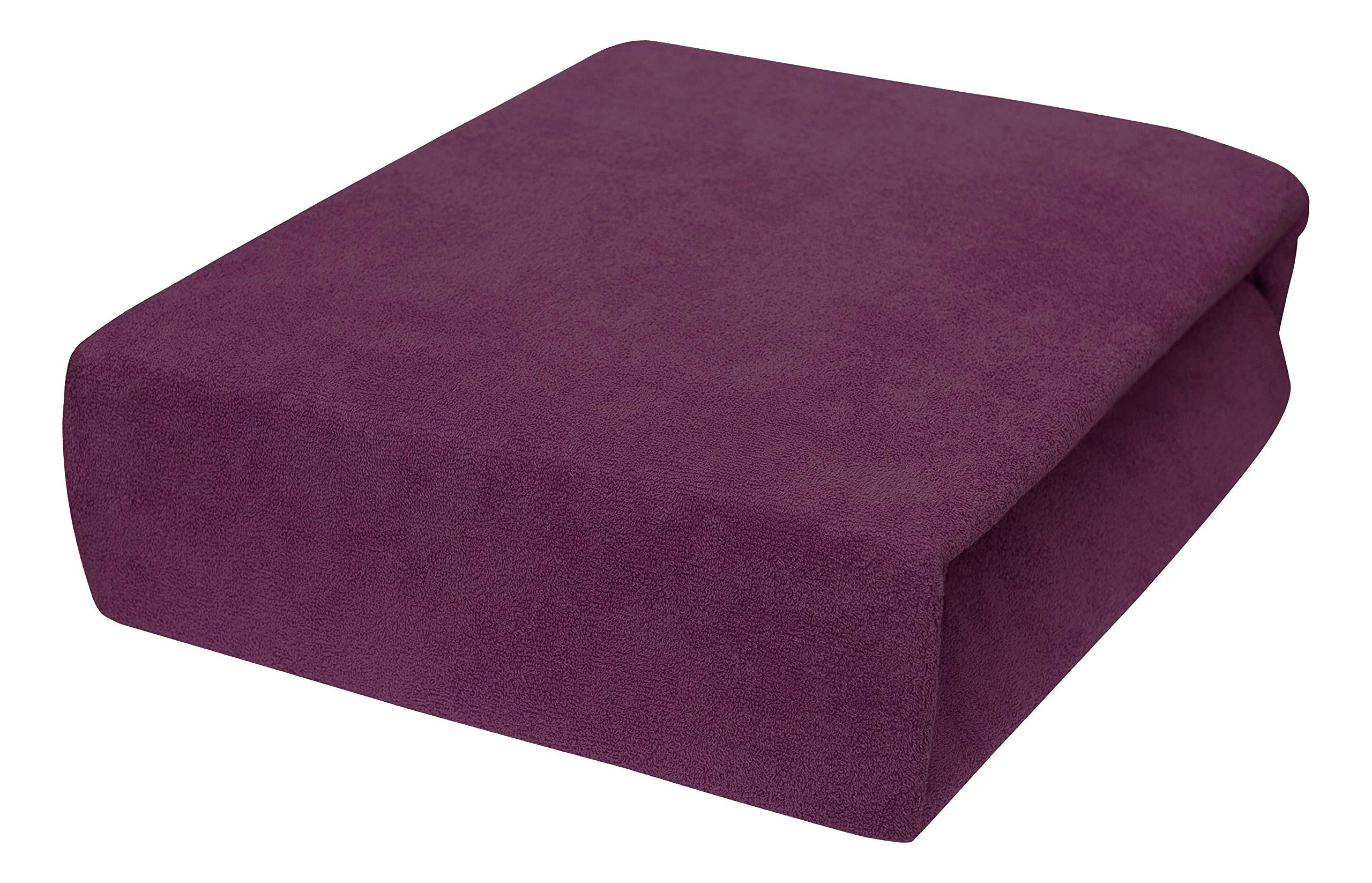 SPANNBETTLAKEN 160/200 cm, Frottee Elastisch 100 % Baumwolle Pflaume - Pflaume, Textil (160/200cm) - Best For Home