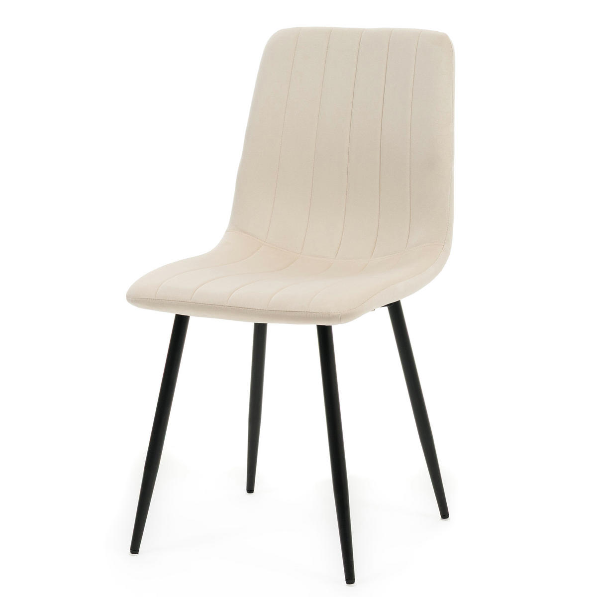 STUHL GELA gepolstert mit Steppung - beige - Samt Velours - Beige/Schwarz, Textil/Metall (45/89/53cm) - NEW HOME