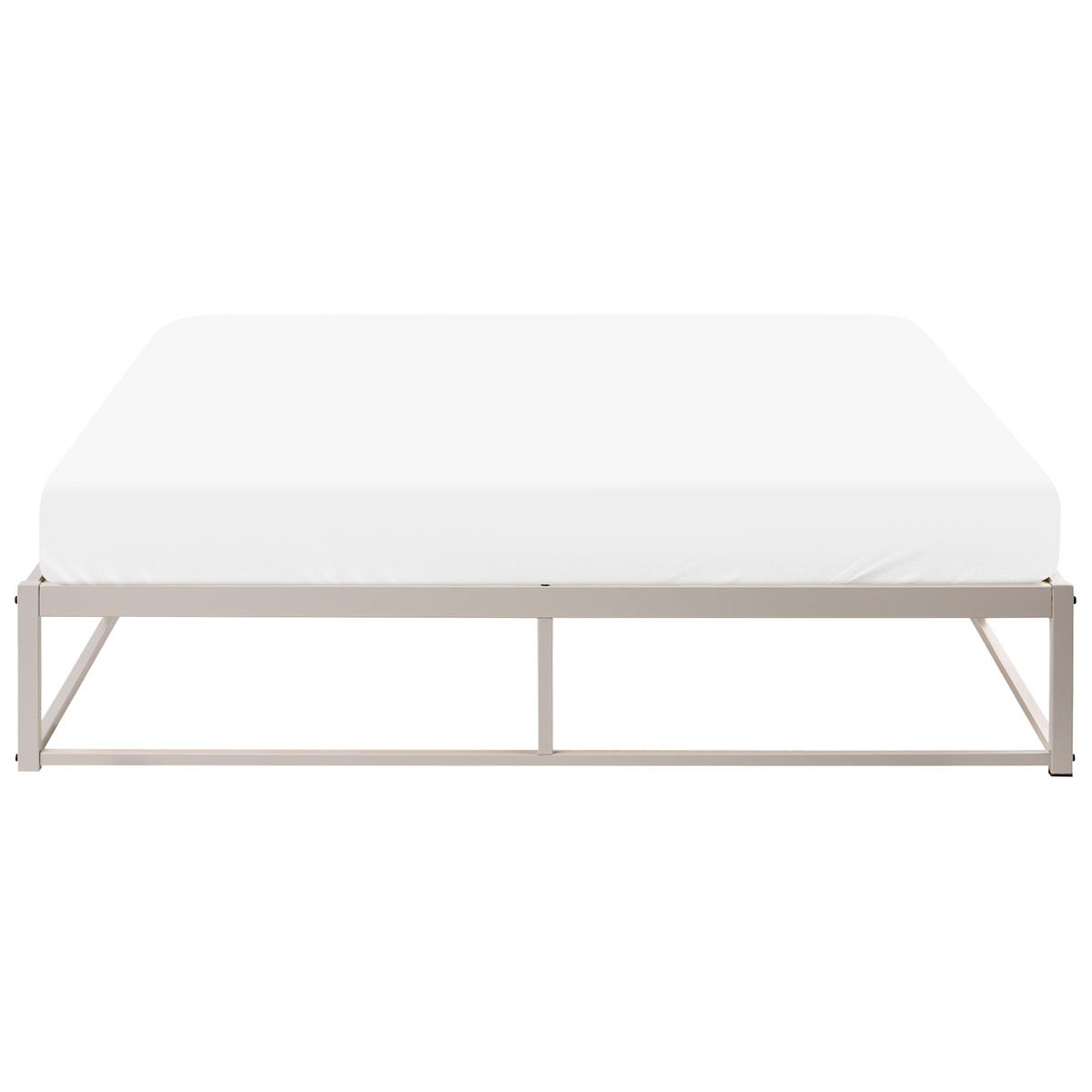 BETT ohne Kopfteil 160/200 cm Eisen Hellbeige Viry - Beige, Metall (160/200cm) - Beliani