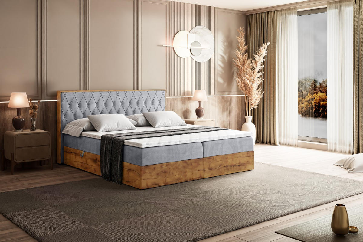 BOXBETT mit Matratze H3 und Lattenrost - LOLLI5 - 180x200 - Hellgrau - Grau, Holzwerkstoff/Kunststoff (180/200cm) - ALTDECOR