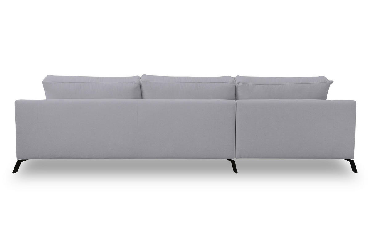 ECKSOFA Aspen in L-Form, Coach Farbe: Hellgrau, Velourstoff, Ottomane Links - Hellgrau, Textil (187/312cm) - VENASI MÖBEL