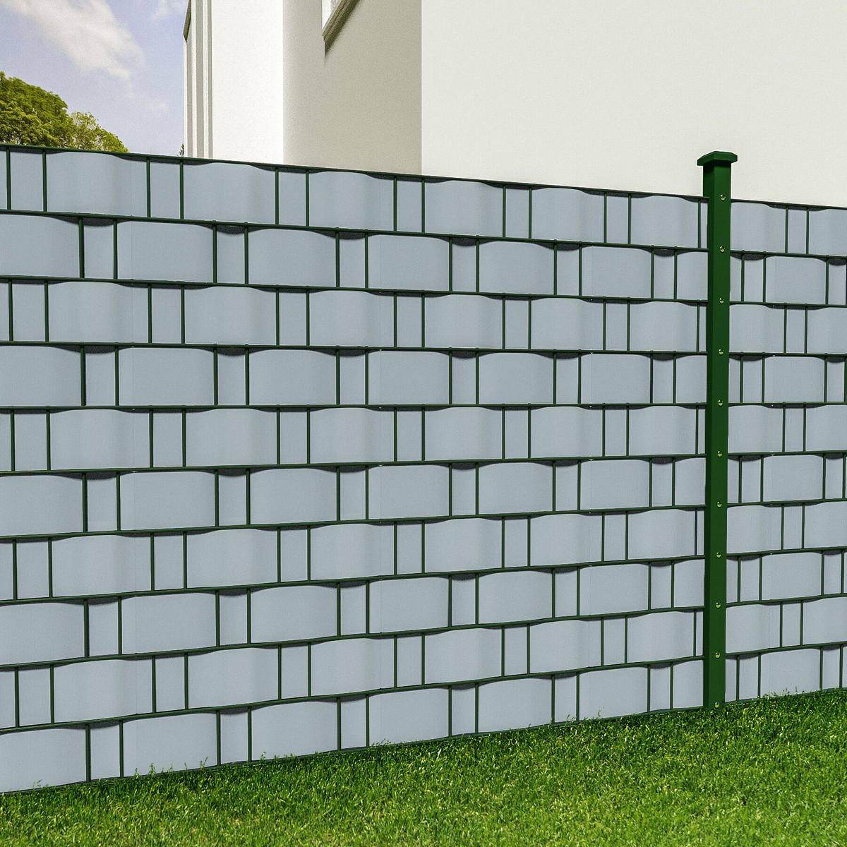 SICHTSCHUTZSTREIFEN ,leichte Montage, inklusive Befestigungsclips,grau - Grau, Kunststoff (3500/19cm) - tectake