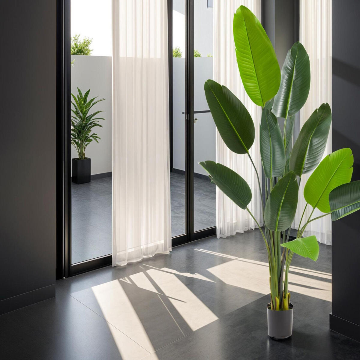 KÜNSTLICHER-PARADIESVOGELBAUM Tropic,stabiler Kunststoff-Blumentopf,grün - Grün, Kunststoff (160cm) - tectake