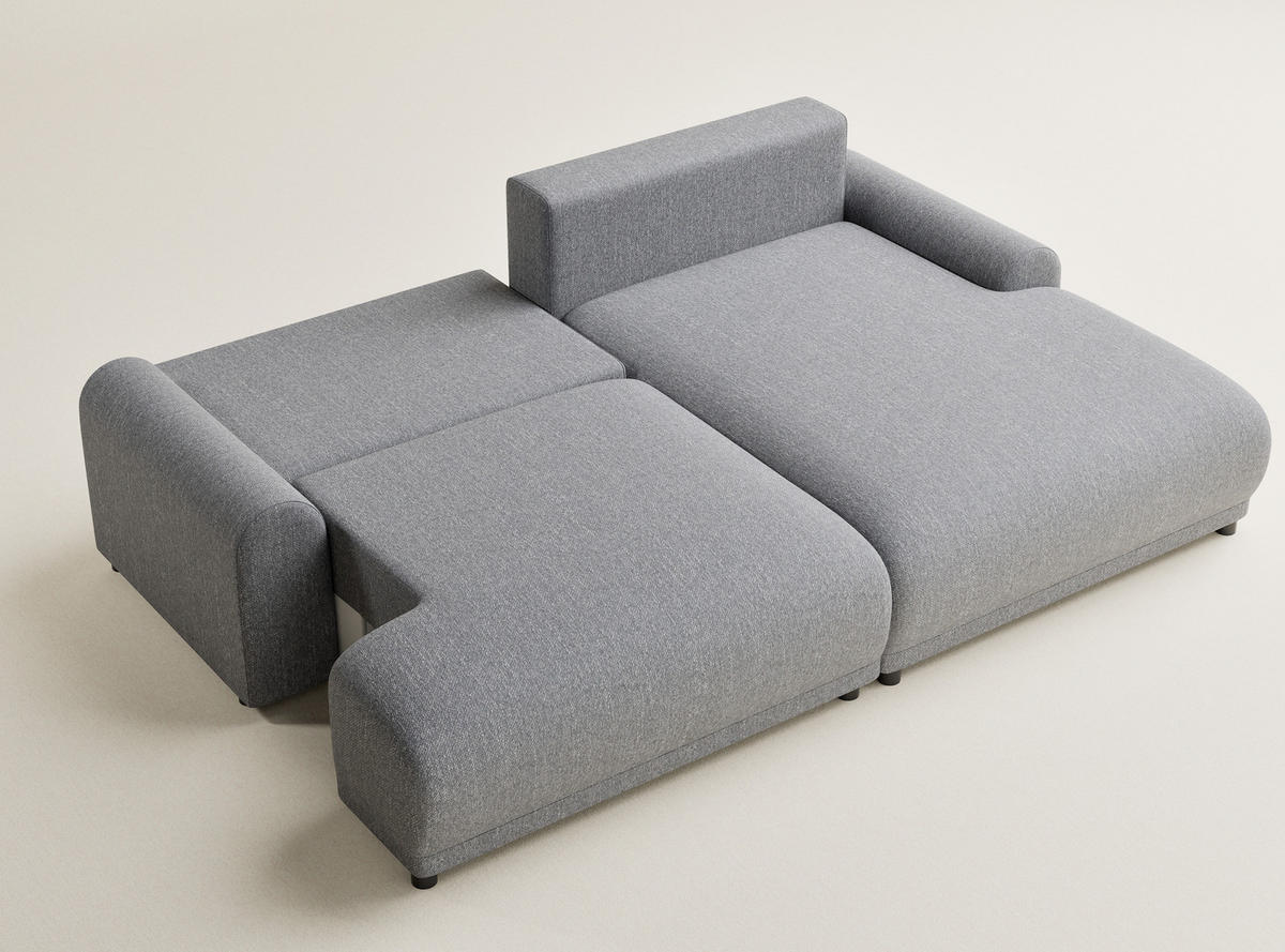 ECKSOFA MIT SCHLAFFUNKTION Tallin Grau Webstoff - Schwarz/Grau, Holz/Holzwerkstoff (240/145cm) - Maison de Reve