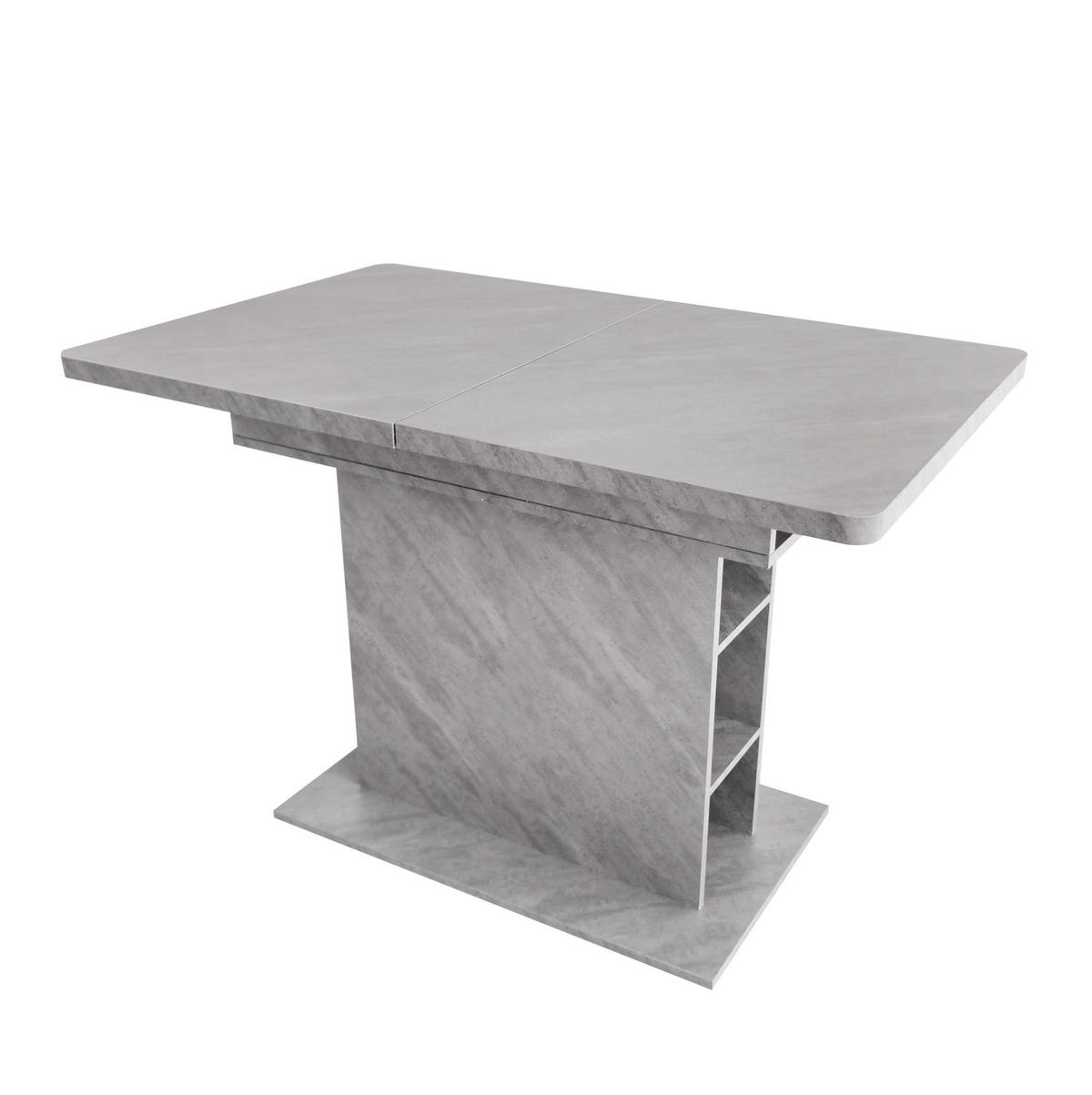 AUSZIEHTISCH in Grau mit Stauraum und Metallgestell in Betonoptik - Grau, Holzwerkstoff (130/70/75cm) - BEAOK