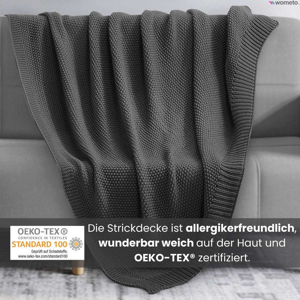 STRICKDECKE dunkelgrau 140/190 cm - Dunkelgrau, Textil (140/190cm) - wometo