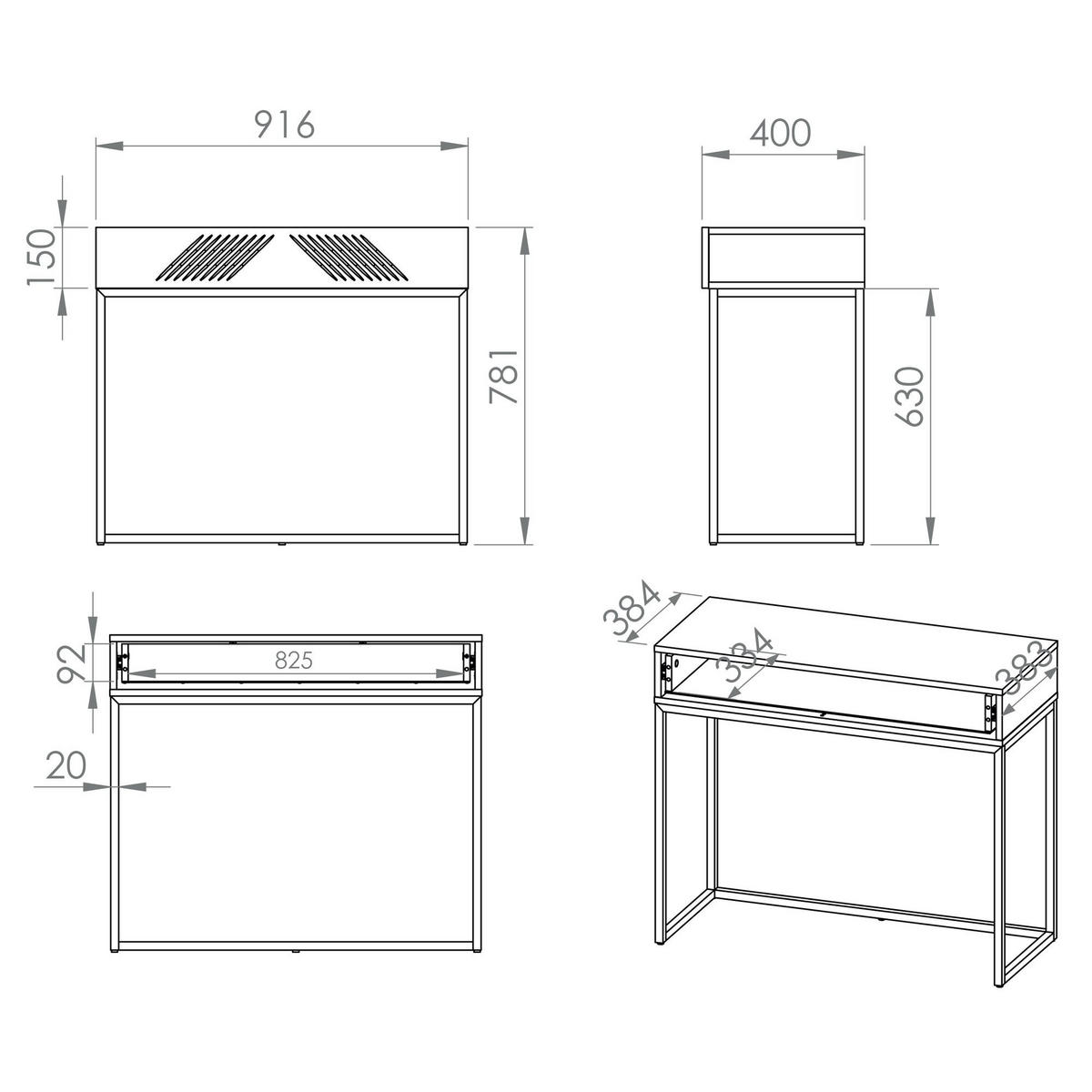 SCHREIBTISCH NEBRO - Goldfarben/Weiß, Holzwerkstoff (40/92/78cm) - KONSIMO®